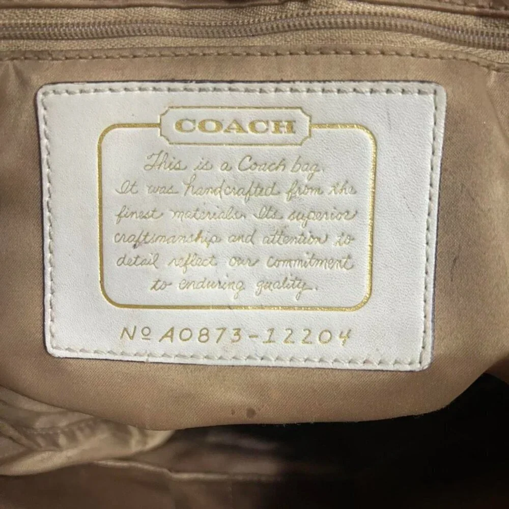COACH Brown Signature Floral Embroidered Jacquard & Gold Leather Satchel Tote